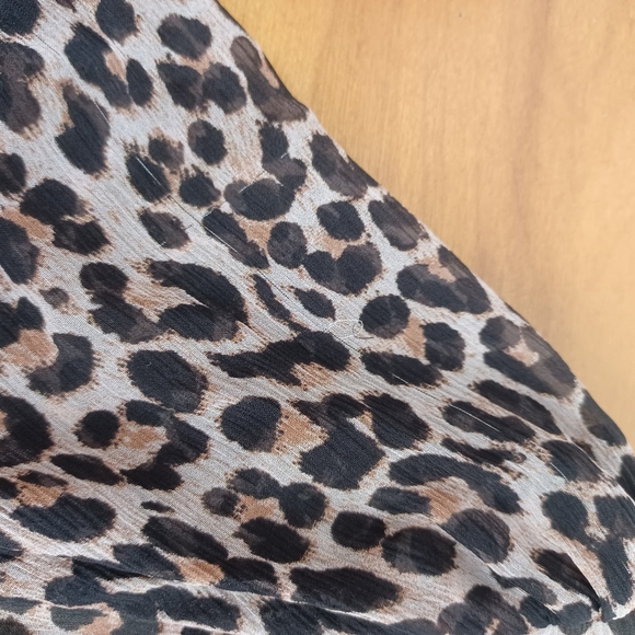 Paige Women Vittoria Silk Mini Dress Button Front Tie Waist In Natural Leopard - Picture 14 of 16